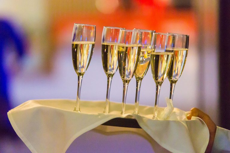 corporate event champagne glasses