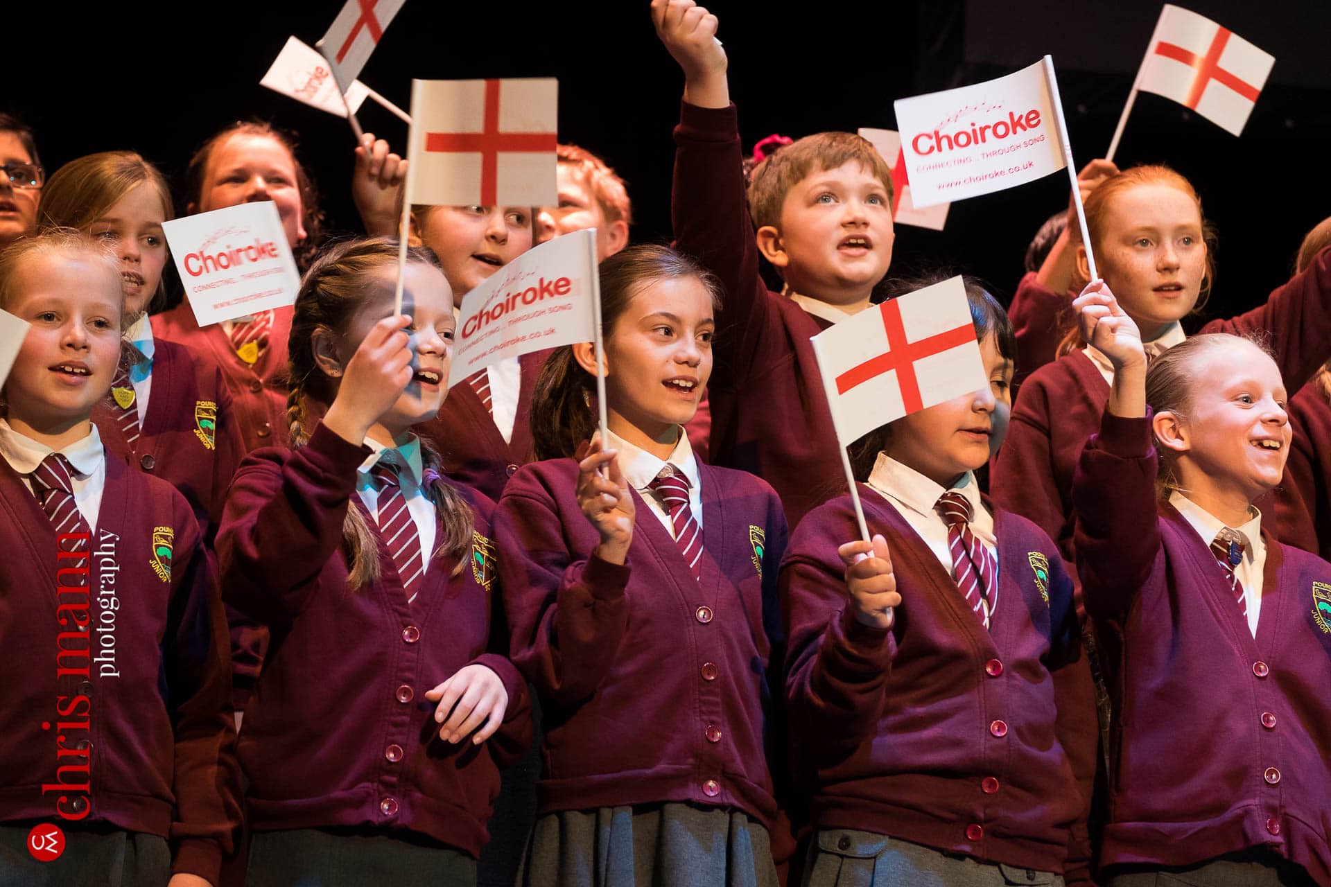 children sing Land of Hope and Glory at Choiroke 2016 concert Dorking Halls