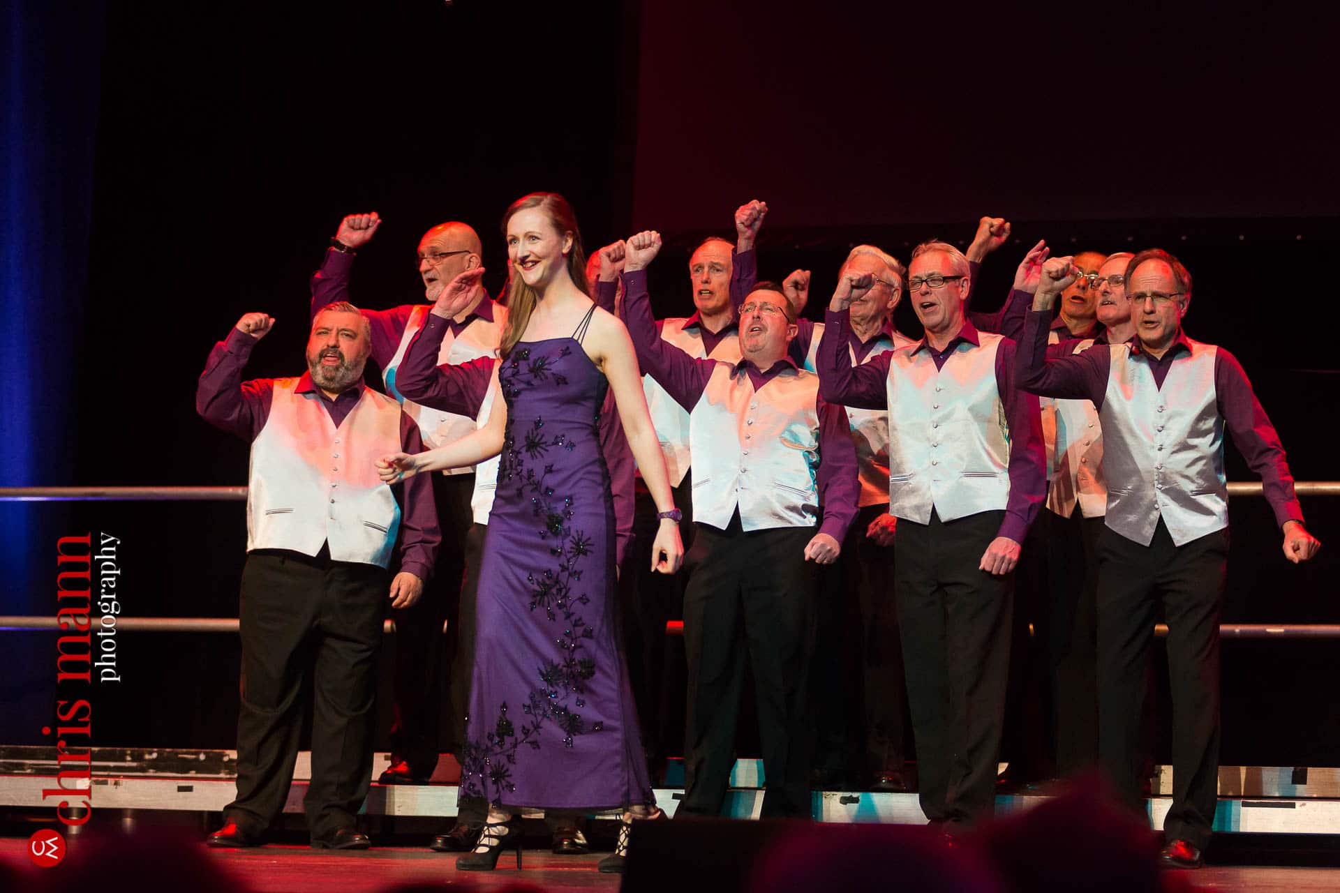 The Downsmen singing on stage at Choiroke 2016 concert Dorking Halls
