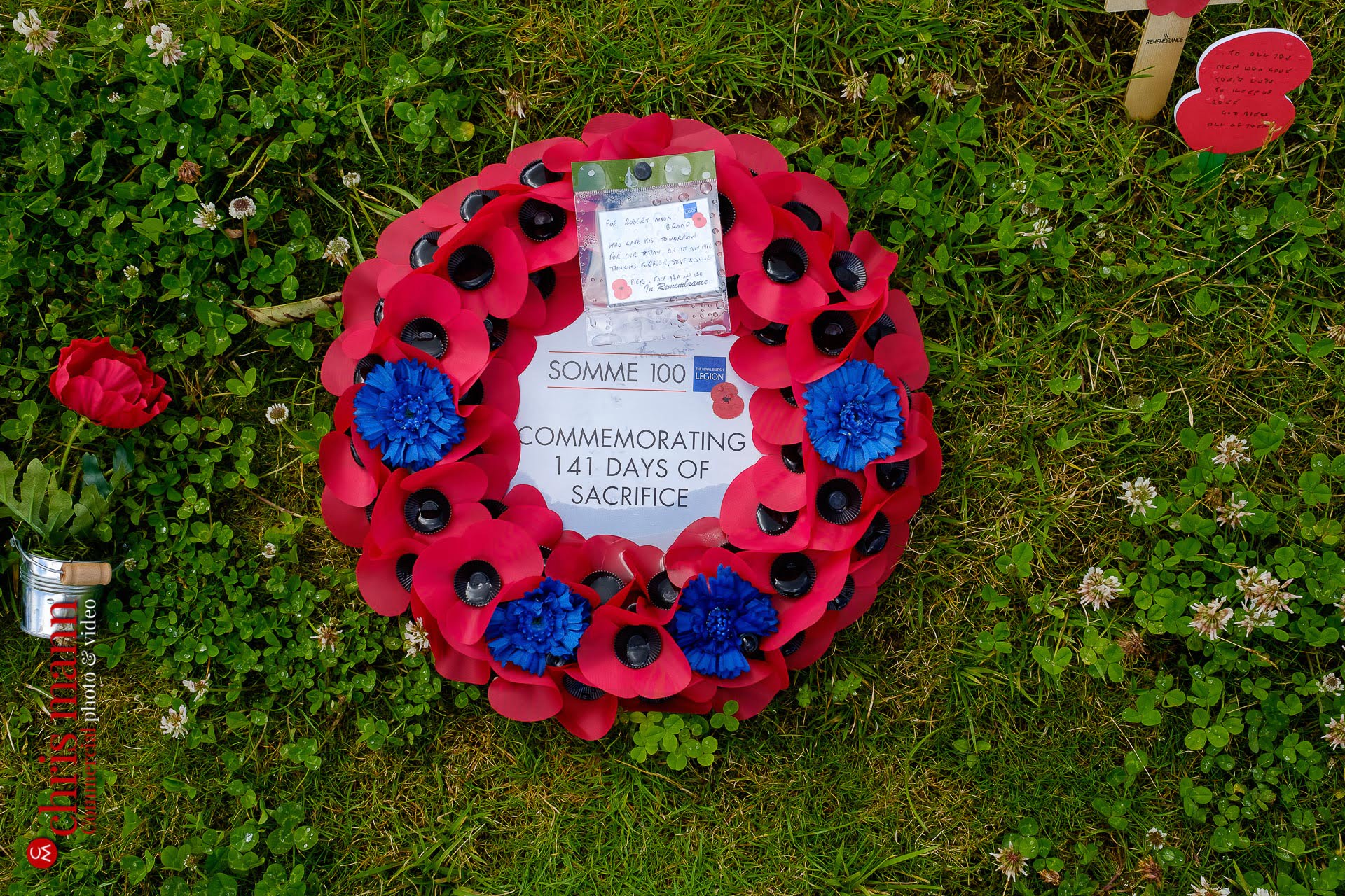 remembrance wreath of poppies at Thiepval Battle of the Somme 100th Anniversary