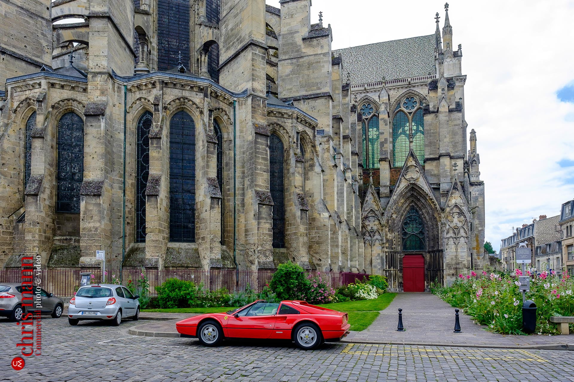 Ferrari 328 GTS Targa at Soissons Cathedral Picardy France