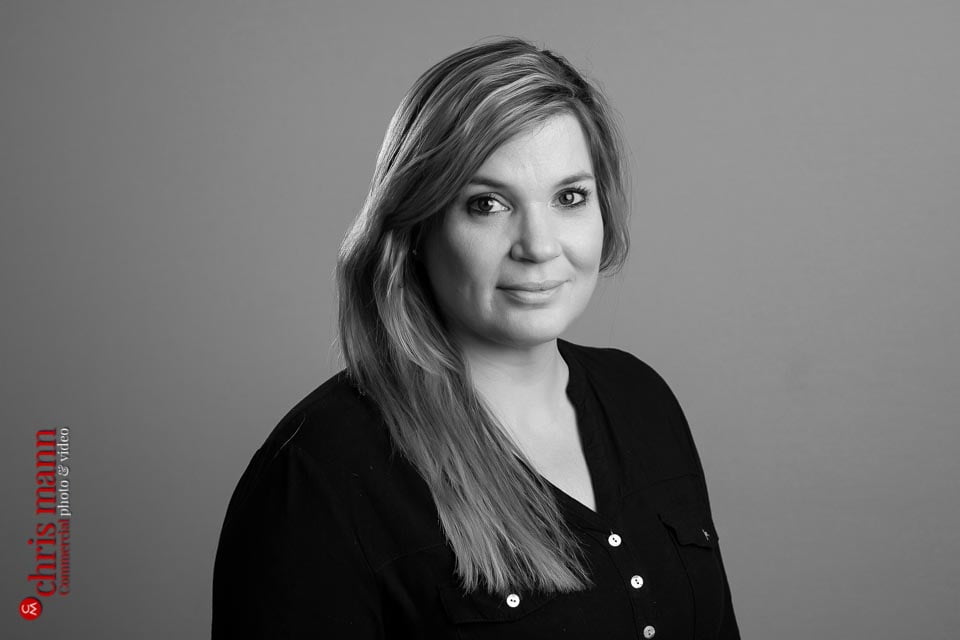 black and white business portrait of Julia for her website, by Chris Mann Photography