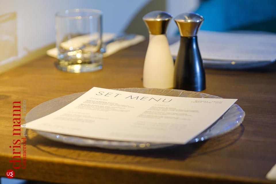 Mercedes Benz World restaurant relaunch - place setting with menu